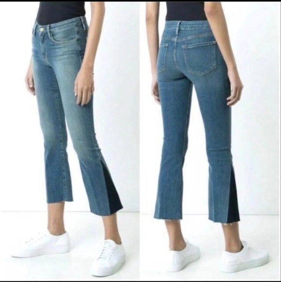 Frame Denim Denim - Frame Denim 2 Tone Le Pixie Crop Mini Boot Jean Sz. 29